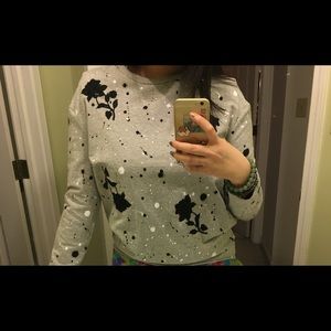 Splatter Paint Gray Sweater